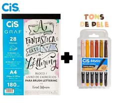 Bloco Livro De Exercícios Para Lettering+ Brush Tons de pele