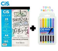 Bloco Livro De Exercícios Para Lettering+Brush Tons pastel