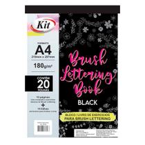 Bloco livro Lettering A4 20fls black KIT