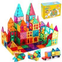 Bloco Magnético Infantil 65 ou 130 Peças Coloridas Brinquedo Educativo Criativo Com Bolsa de Armazenamento