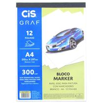 Bloco Marker Branco para Pintura com Marcadores A4 300g/m² Graf - 12 Folhas Bloco Marker Branco para Pintura com Marcadores A4 300g/m² Graf - 12 Folhas