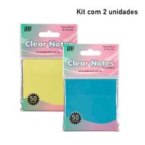Bloco Memo Autoadesivo Transparente em Pet Clear Notes (kit com 2 unidades: AM/AZ) Bloco Memo Autoadesivo Transparente em Pet Clear Notes (kit com 2 unidades: AM/AZ)