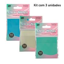 Bloco Memo Autoadesivo Transparente em Pet Clear Notes (kit com 3 unidades: VD/AZ/CR) Bloco Memo Autoadesivo Transparente em Pet Clear Notes (kit com 3 unidades: VD/AZ/CR)