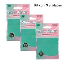Bloco Memo Autoadesivo Transparente em Pet Clear Notes (kit com 3 unidades: VD/VD/VD) Bloco Memo Autoadesivo Transparente em Pet Clear Notes (kit com 3 unidades: VD/VD/VD)