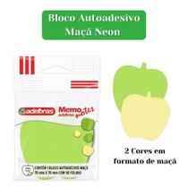 Bloco Memo Notes Adelbras 70x70mm 50 Folhas Maçã Neon