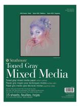 Bloco Mix Media Strathmore Toned Gray 300g 27,9 X 30,6cm 15f Bloco Mix Media Strathmore Toned Gray 300g 27,9 X 30,6cm 15f