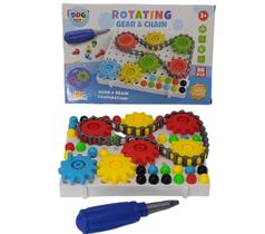 Bloco Montar Infantil Educativo Puzzle Magic Engrenagem Giram Plate 98 Peças Didático