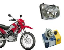 Bloco Óptico H4 Nxr Bros 125 150 + Lâmpada Farol Hella Ano 2009 Até 2013