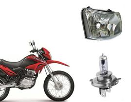 Bloco Óptico H4 Nxr Bros 125 150 + Lâmpada Farol Maxx H4 Ano 2009 Até 2013