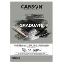 Bloco Papel Canson Bl Graduate Mixed Media Cor Cinza 220g A4 30 Folhas - C400110371