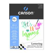 Bloco Papel Canson Bl Mix Media Lettering 200g 24cm x 32cm 20 Folhas - 9829