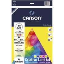 Bloco Papel Canson Criativo Lumi 5 Cores Flourescentes A4 80 g/m 50 fls 66667162