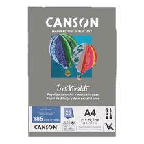 Bloco Papel Canson Iris Vivaldi A4 Cinza Escuro 185g 25 Folhas - 66661532