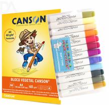 Bloco Papel Canson Vegetal Liso A4 desenho CANETA HIDROCOLOR