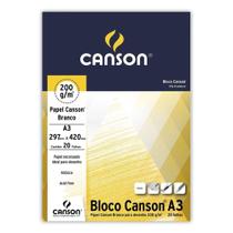 Bloco papel desenho A3 branco 200g/m 20 folhas - CASON - Canson