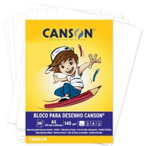 Bloco Papel Desenho A3 Canson 140g 20 Folhas Branco Bloco Papel Desenho A3 Canson 140g 20 Folhas Branco