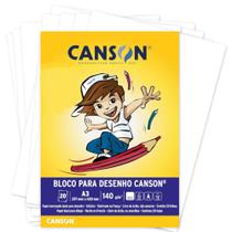 Bloco Papel Desenho A3 Canson 140g 20 Folhas Branco