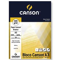 Bloco Papel Desenho A3 Canson 200g 20 Folhas Branco Bloco Papel Desenho A3 Canson 200g 20 Folhas Branco