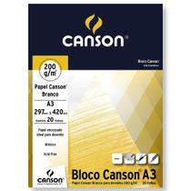 Bloco Papel Desenho A3 Canson 200g 20 Folhas Branco