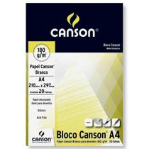 Bloco Papel Desenho A4 Canson 180g 20 Folhas Branco