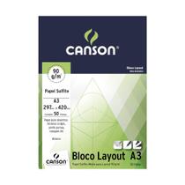 Bloco Papel Layout A3 Canson 90g Técnico 50 Folhas