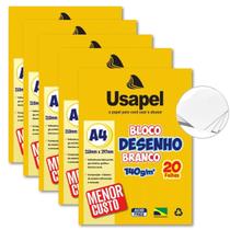 Bloco Papel para Desenhar Pintar Colorir A4 100 folhas Branco 140g Escolar Ensino Infantil Fundamental