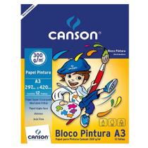 Bloco Papel Pintura A3 Canson 300g Branco 12 Folhas