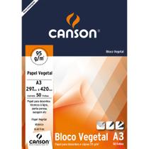 Bloco Papel Vegetal Canson 92,5g/m² A3 29,7 x 42 cm com 50 Folhas - 7019