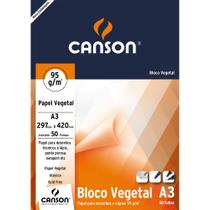 Bloco Papel Vegetal Canson 92,5g/m² A3 29,7 x 42 cm com 50 Folhas - 7019