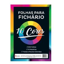 Bloco para fichario 200 folhas 4 furos 10 cores - tamoio
