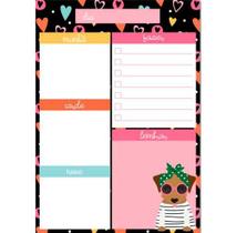 Bloco planner Diário 60 folhas decoradas Dog Caramelo