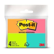Bloco Post-It 653 - cores - com 4 blocos de 48 folhas - 3M