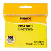Bloco recado adesivo Pima Note Amarelo Neon 76x102mm 100 fls - Pimaco