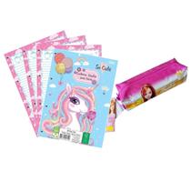 Bloco Refil Fichário 96 fl Pautada Caderno Argolado e Estojo