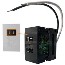 Bloco Simples c/ Placa 2 Usb 5V 3A 15W Preto Qtmov