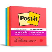 Bloco Super Adesivo Post-it Coleção Diversão Colorida 90 Folhas 76x76mm - 3M