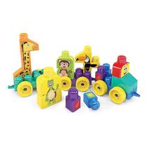 Blocolândia Trem Puxa Zoo 33 pçs com Adesivos MK362 - Dismat