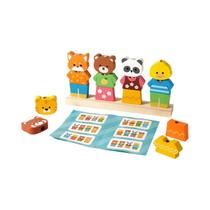 Blocos De Animais De Madeira Coloridos Montessori Brinquedo Educativo De Empilhar E Vestir Para