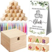 Blocos de chá de bebê Marsui 136 unidades com blocos e marcadores de madeira Blocos de chá de bebê Marsui 136 unidades com blocos e marcadores de madeira