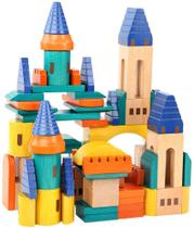 Blocos de construção de castelos de madeira blocos de castelo de madeira blocos conjunto de brinquedos educativos para crianças, pontes e arcos medievais fantasia, blocos de madeira para crianças de 3 a 8 anos - Migargle