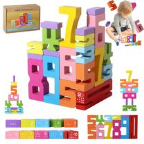Blocos de construção de números de madeira Montessori 3+ Years Kids