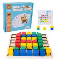 Blocos de construção de quebra-cabeças criativos de madeira Montessori Toy