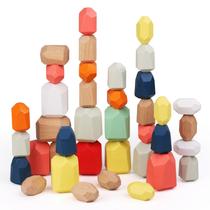 Blocos de construção de rochas empilháveis de madeira MTTIERY 36PCS 3-5 anos