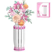 Blocos de construção de vasos aphpaio Flowers 503 unidades com manual de 20,5 cm