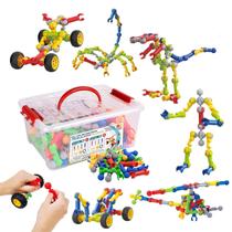 Blocos de construção Huaker Kids STEM Toys 125 unidades com estojo de transporte