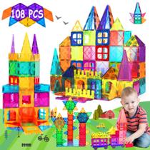 Blocos de construção magnéticos DMOIU 108PCS para crianças de 3 a 8 anos