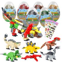 Blocos de construção: ovos de páscoa pré-recheados Auryee, dinossauro, 12 unidades