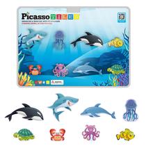 Blocos de construção PicassoTiles Magnet com 8 animais marinhos 3+ Blocos de construção PicassoTiles Magnet com 8 animais marinhos 3+