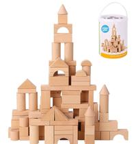 Blocos de construção Pidoko Kids Wooden 100 unidades com armazenamento para crianças