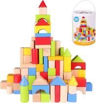 Blocos de construção Pidoko Kids Wooden 100 unidades com armazenamento